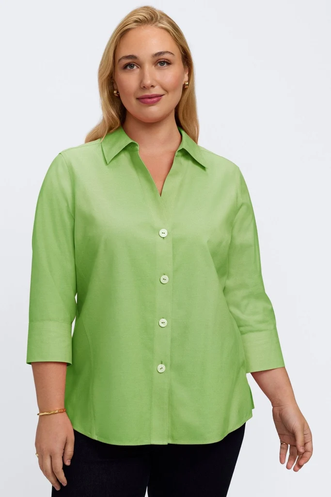 Paityn Plus No Iron Pinpoint 3/4 Sleeve Shirt - Image 5