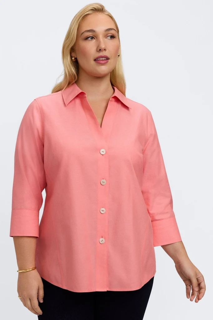 Paityn Plus No Iron Pinpoint 3/4 Sleeve Shirt - Image 9