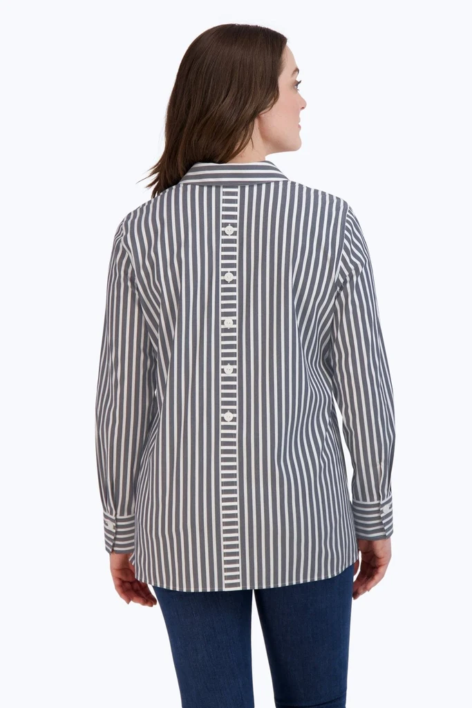 Pamela No Iron Stretch Stripe Long Sleeve Shirt - Image 4