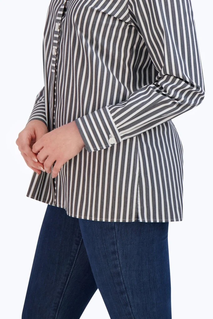 Pamela No Iron Stretch Stripe Long Sleeve Shirt - Image 6
