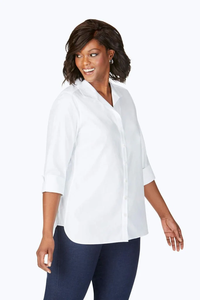 Pandora Plus No Iron Pinpoint 3/4 Sleeve Tunic - Image 3