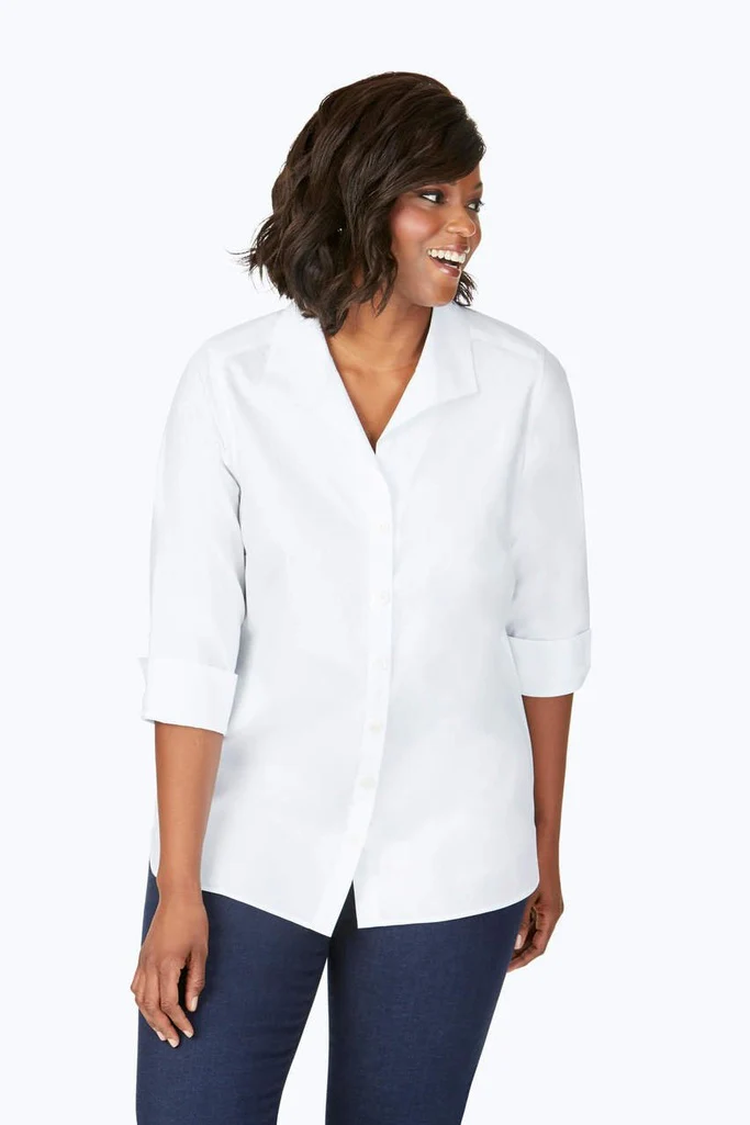 Pandora Plus No Iron Pinpoint 3/4 Sleeve Tunic - Image 5