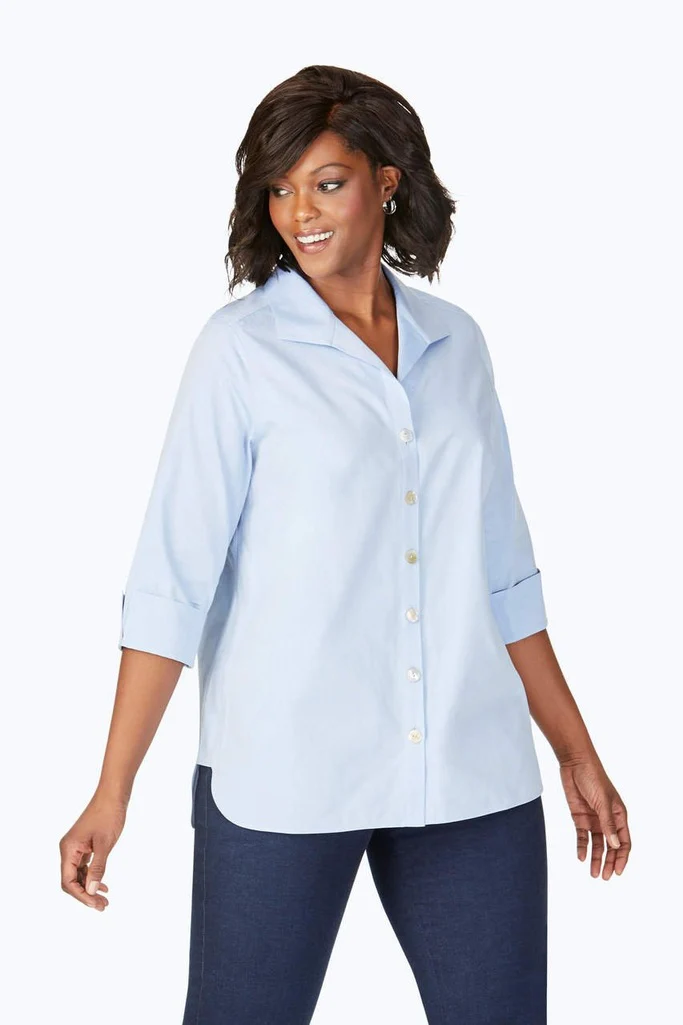 Pandora Plus No Iron Pinpoint 3/4 Sleeve Tunic - Image 6