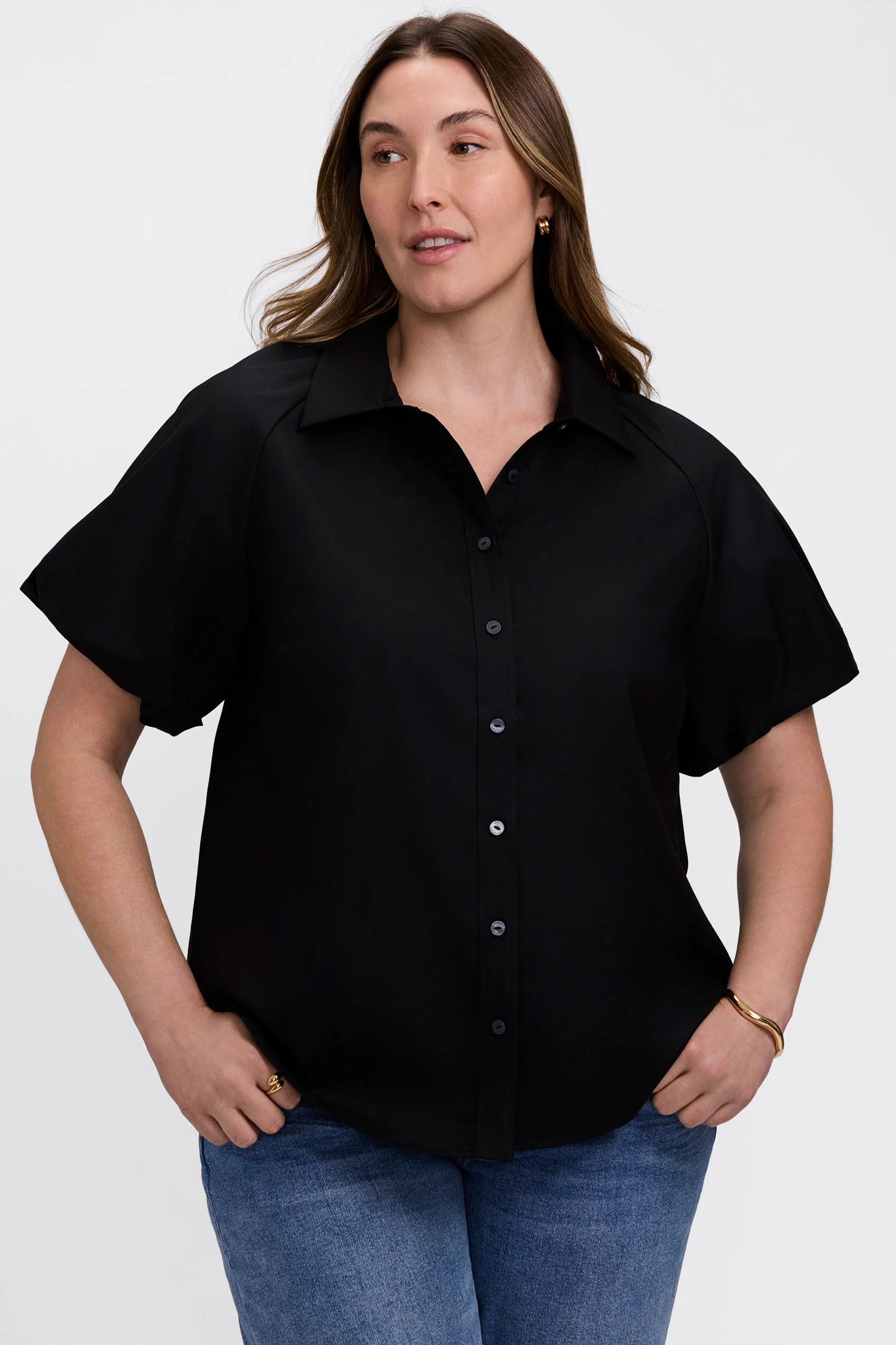 Paula Plus Solid Puff Sleeve Shirt - Image 5