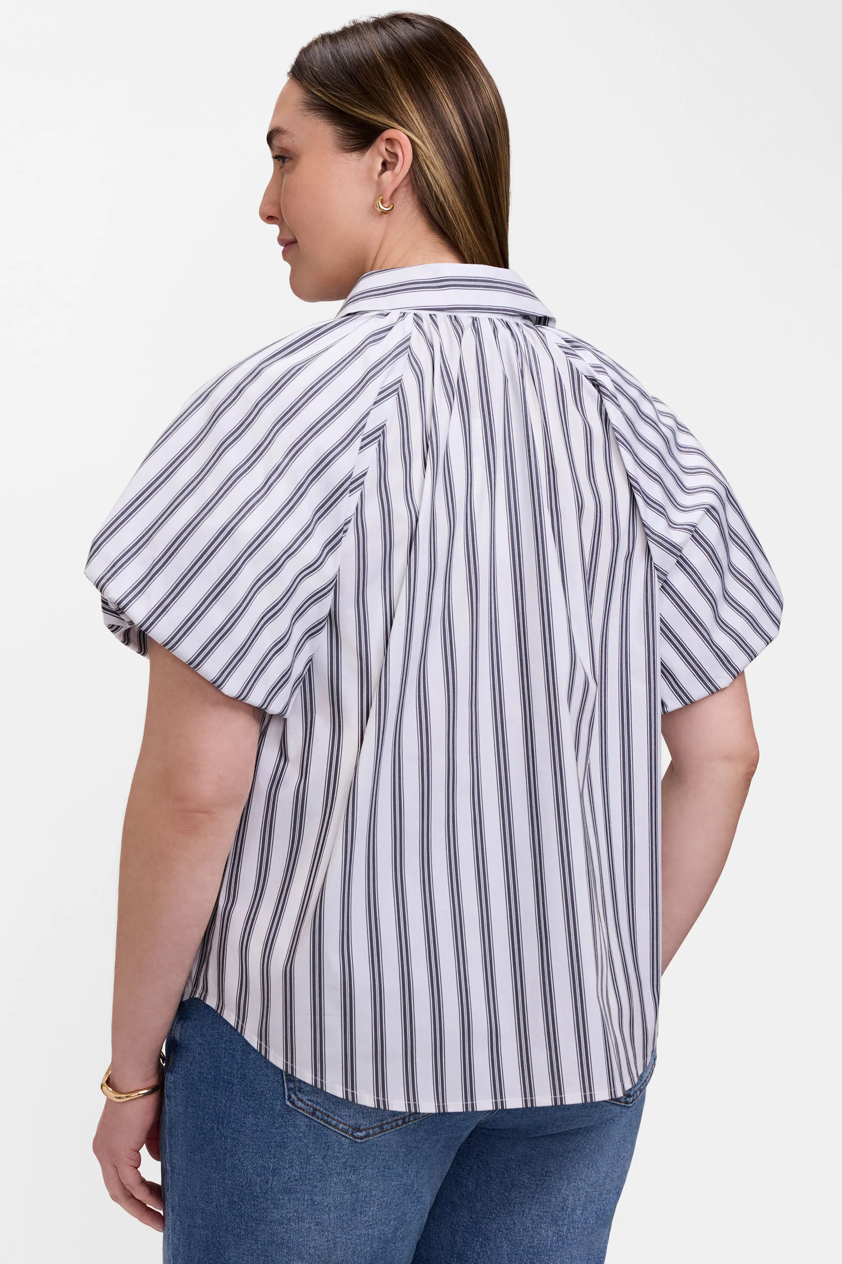 Paula Plus Striped Puff Sleeve Shirt - Image 3