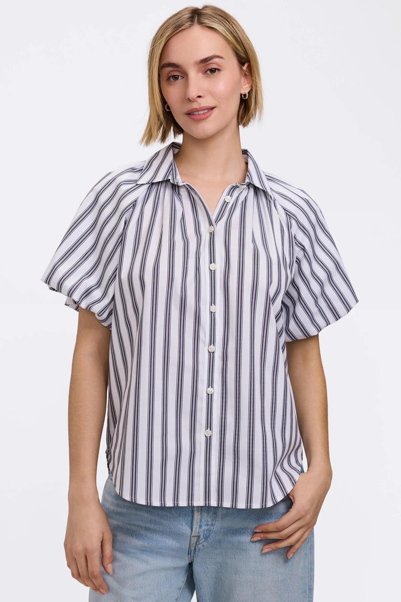 Paula Striped Puff Sleeve Shirt - Image 2