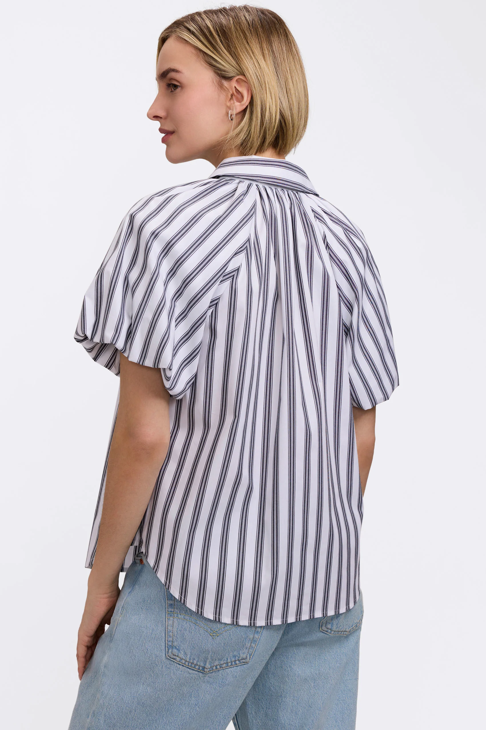 Paula Striped Puff Sleeve Shirt - Image 5