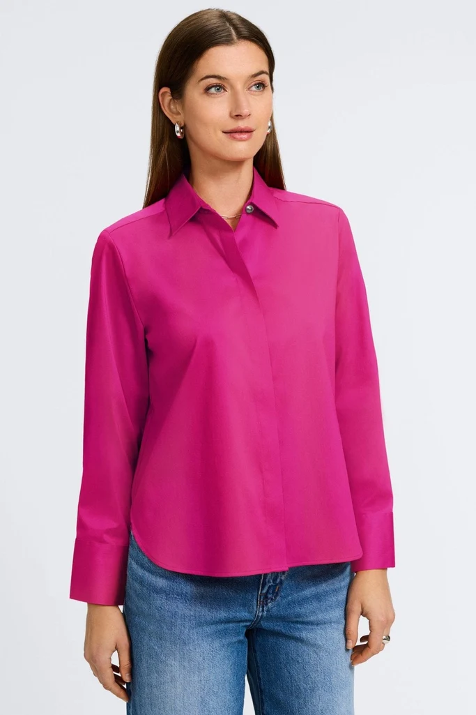 Pearl Stretch Matte Sateen Long Sleeve Shirt - Image 12