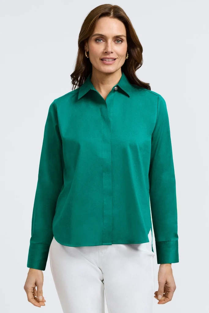 Pearl Stretch Matte Sateen Long Sleeve Shirt - Image 17