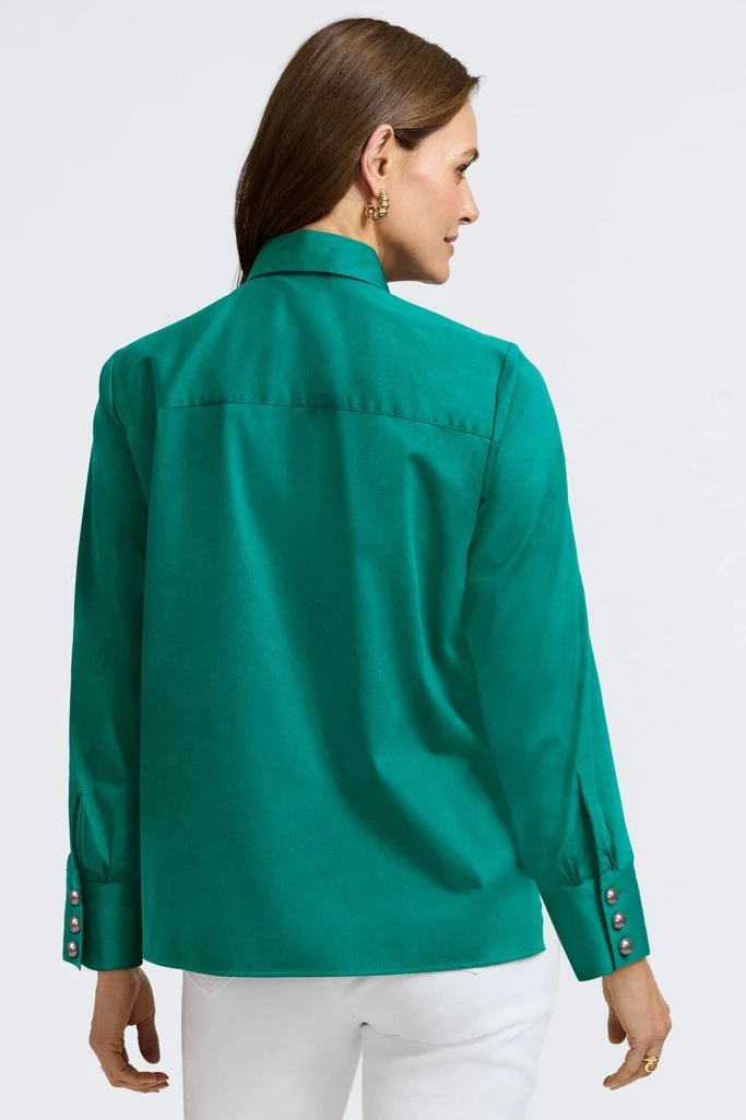 Pearl Stretch Matte Sateen Long Sleeve Shirt - Image 20