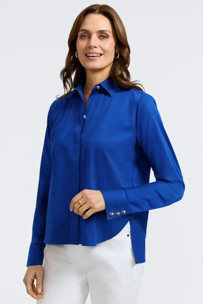 Pearl Stretch Matte Sateen Long Sleeve Shirt - Image 21