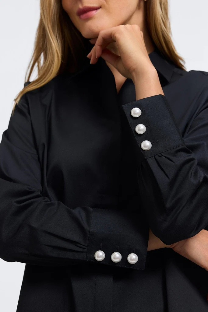 Pearl Stretch Matte Sateen Long Sleeve Shirt - Image 4