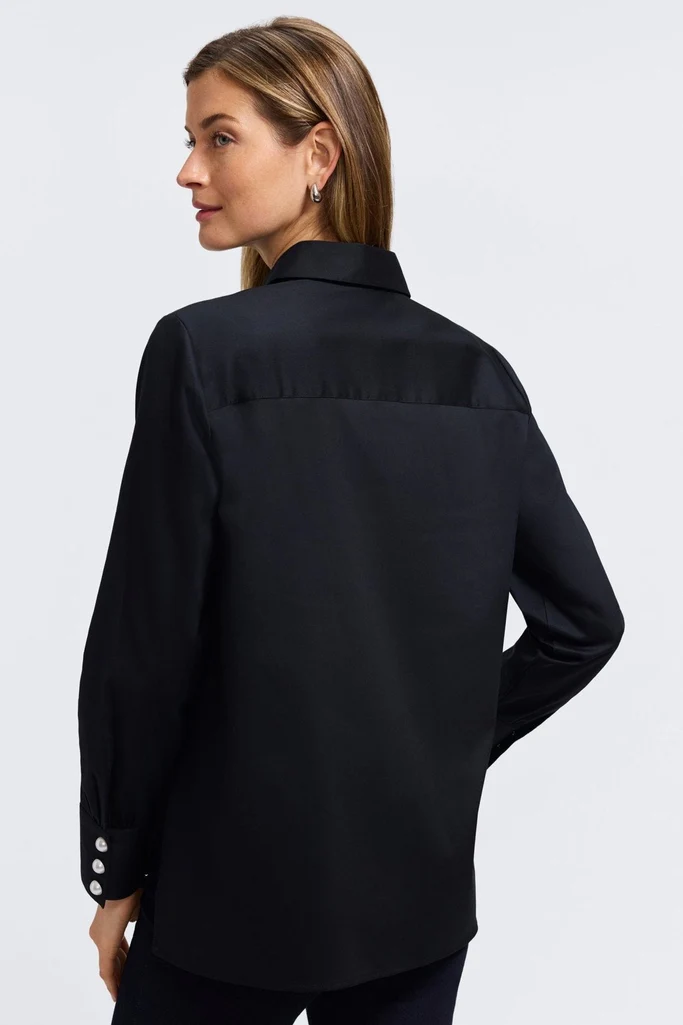 Pearl Stretch Matte Sateen Long Sleeve Shirt - Image 5