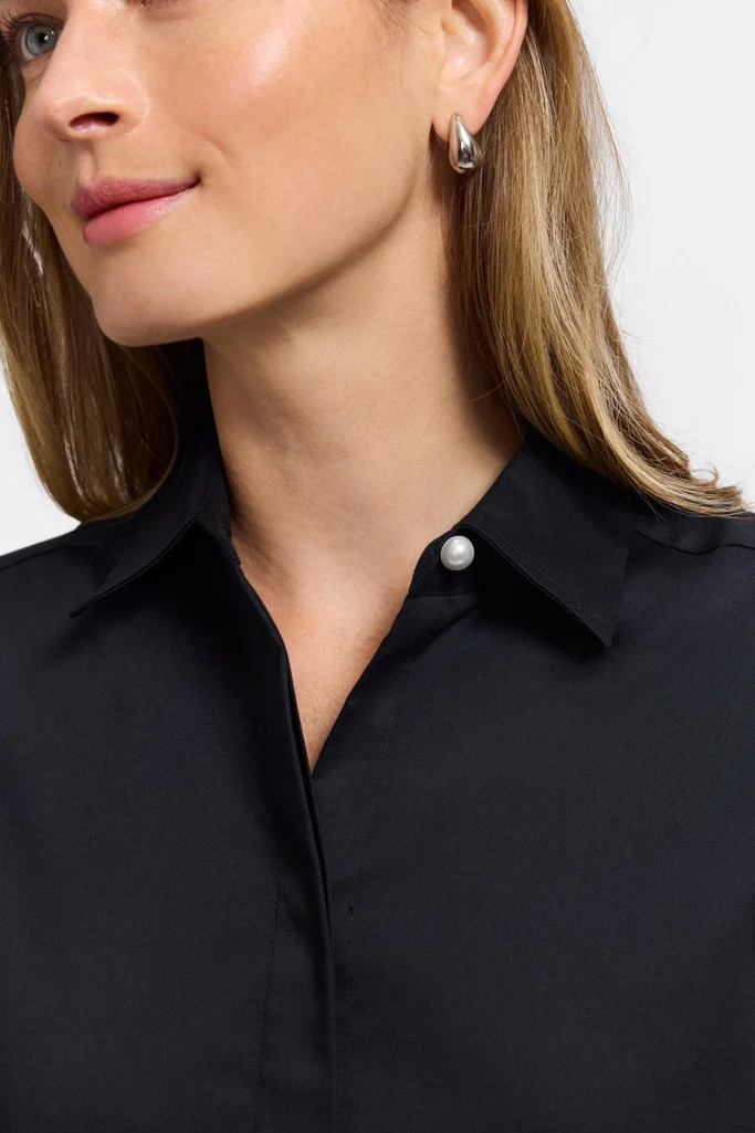 Pearl Stretch Matte Sateen Long Sleeve Shirt - Image 6