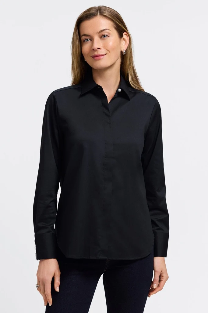 Pearl Stretch Matte Sateen Long Sleeve Shirt - Image 7