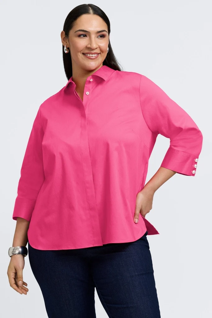 Pearl Plus Stretch Matte Sateen 3/4 Sleeve Shirt - Image 7