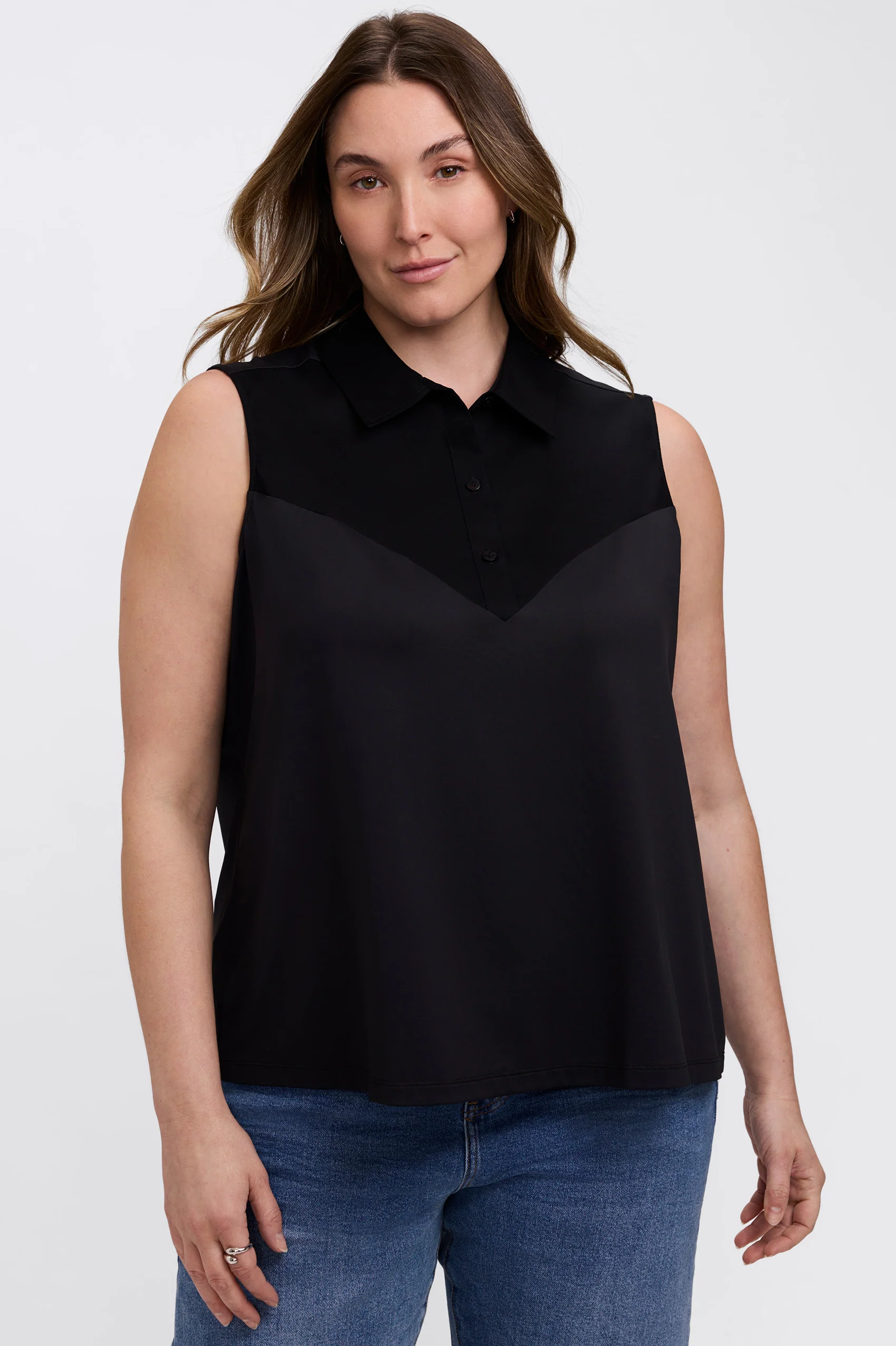 Ricki Plus Knit-Woven Sleeveless Layering Tank - Image 7