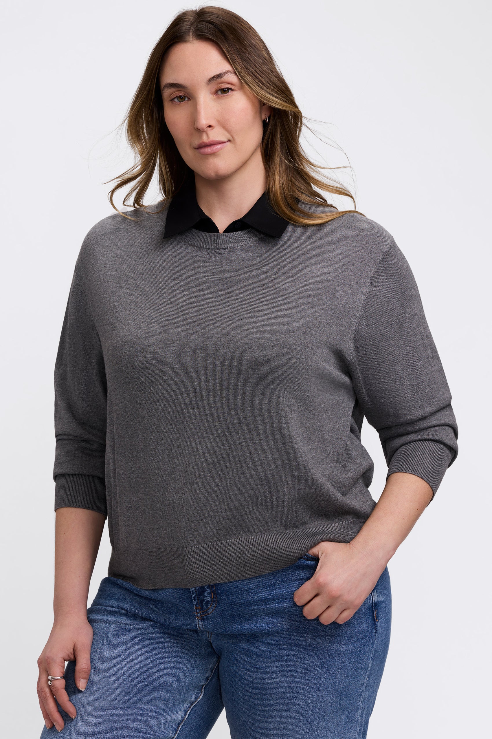 Ricki Plus Knit-Woven Sleeveless Layering Tank - Image 8