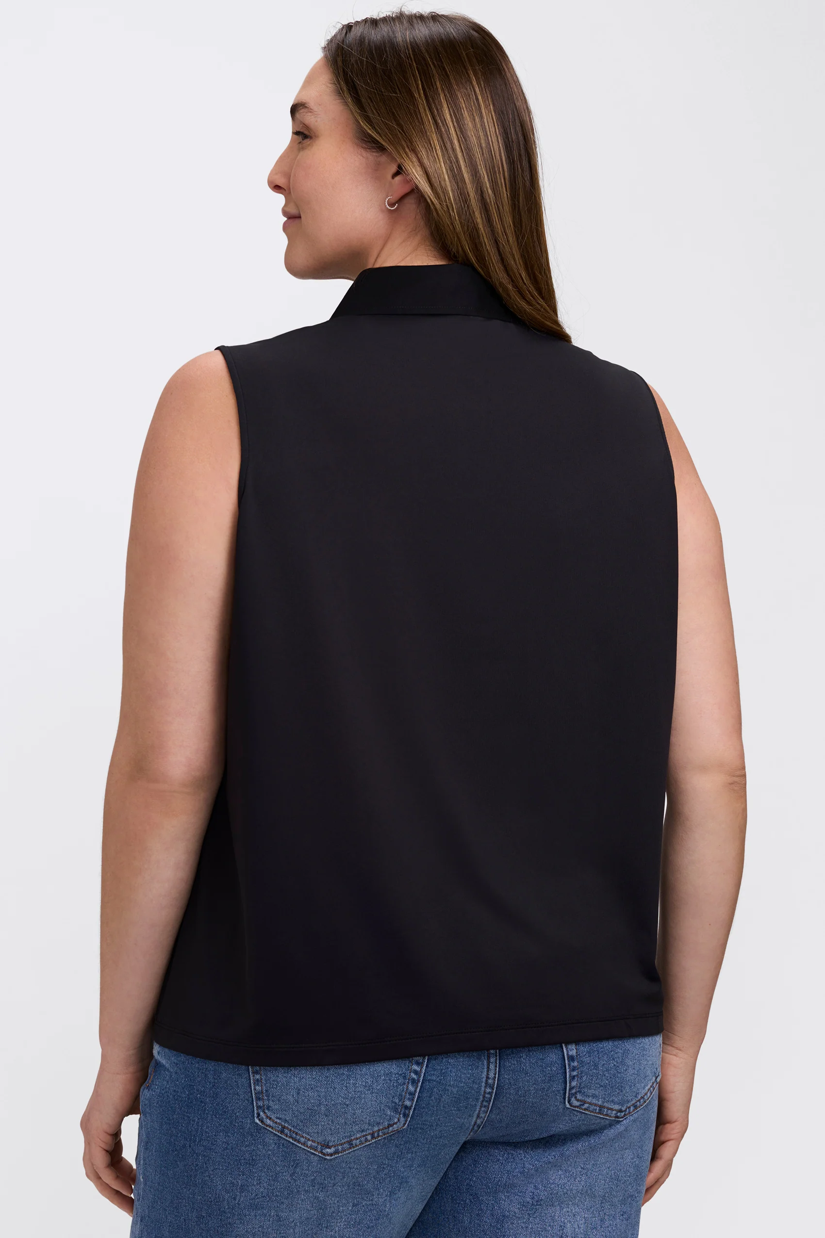 Ricki Plus Knit-Woven Sleeveless Layering Tank - Image 9