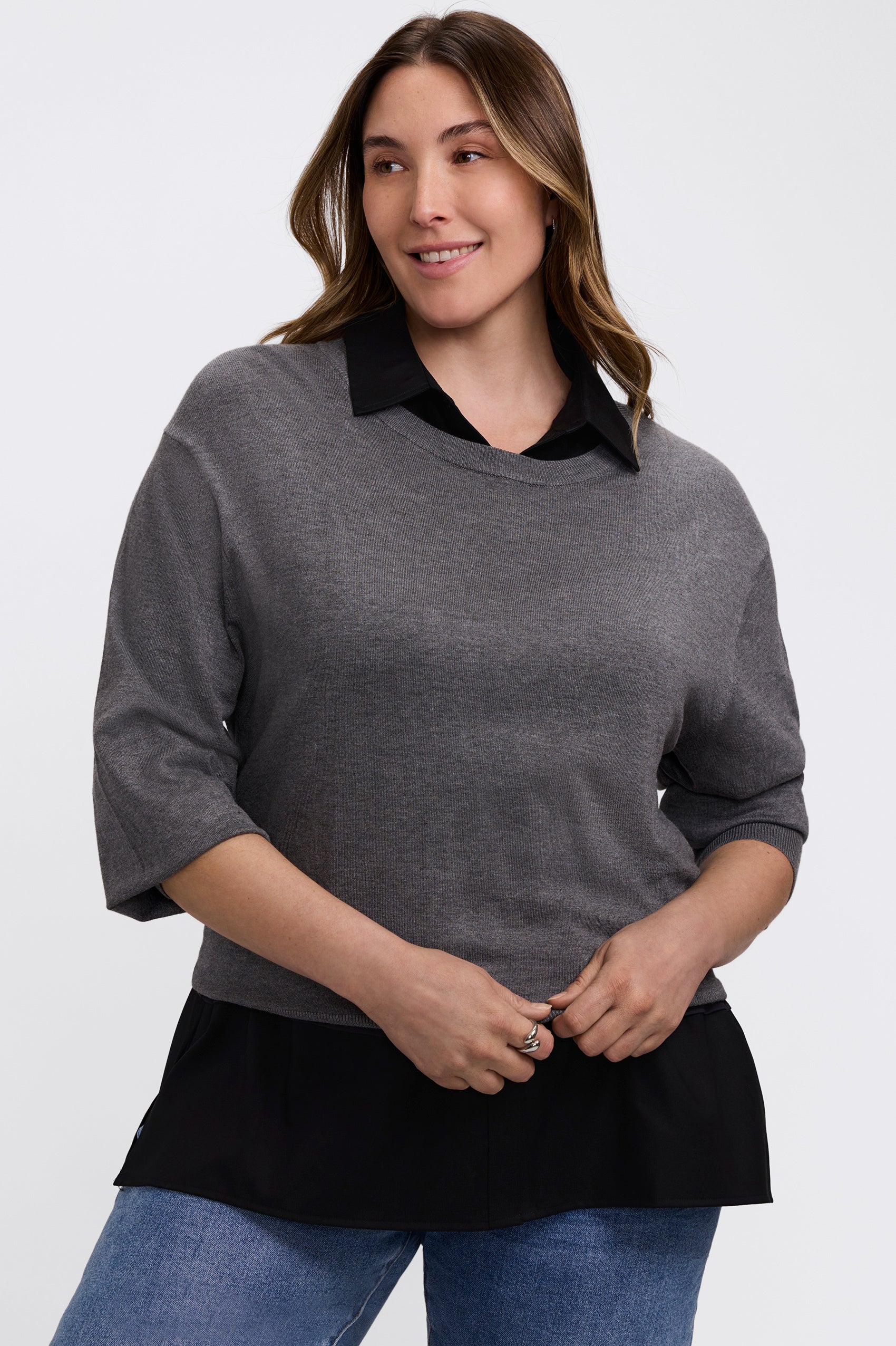 Sasha Plus Knit-Woven Sleeveless Layering Tunic - Image 6