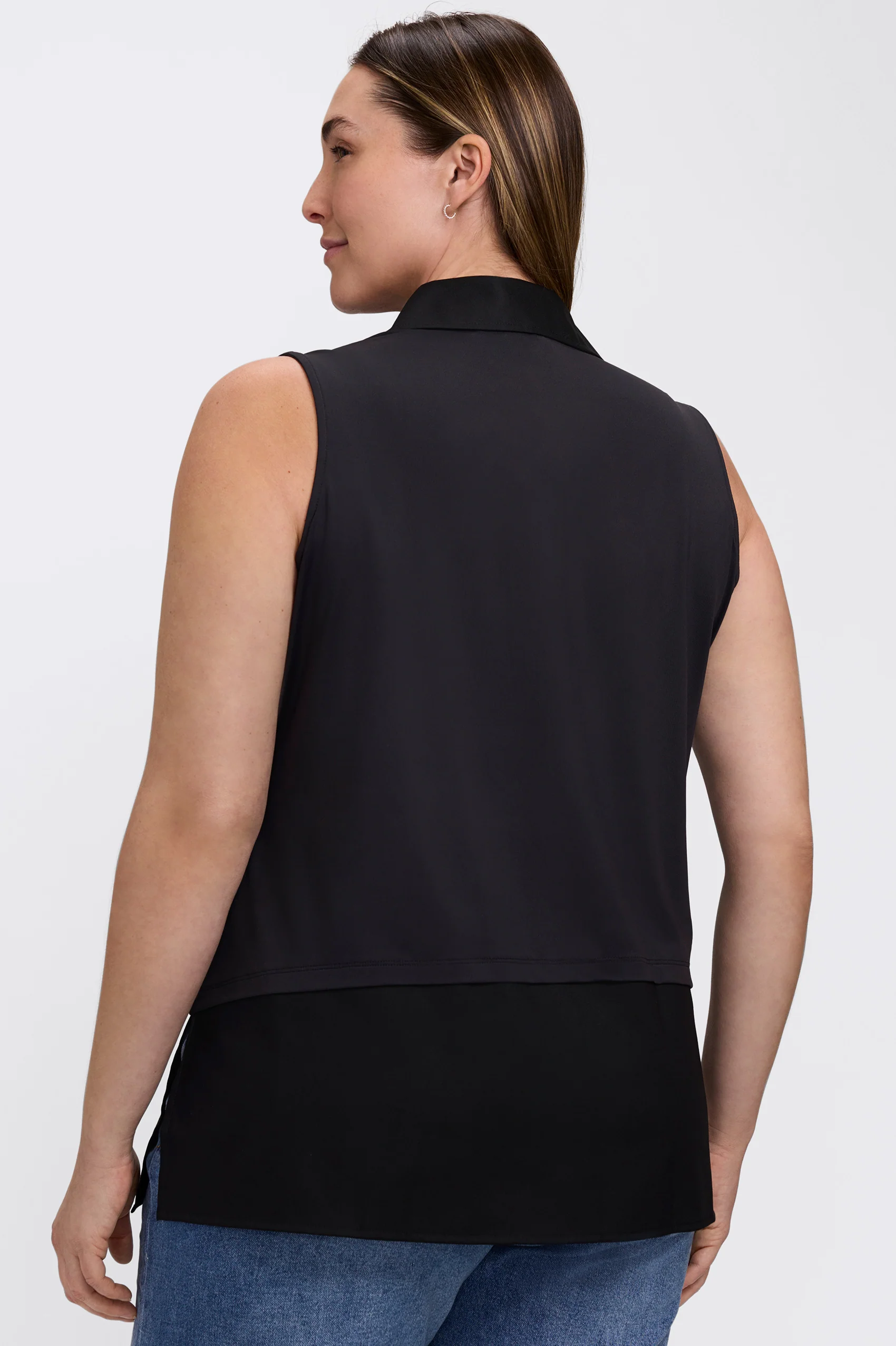 Sasha Plus Knit-Woven Sleeveless Layering Tunic - Image 7