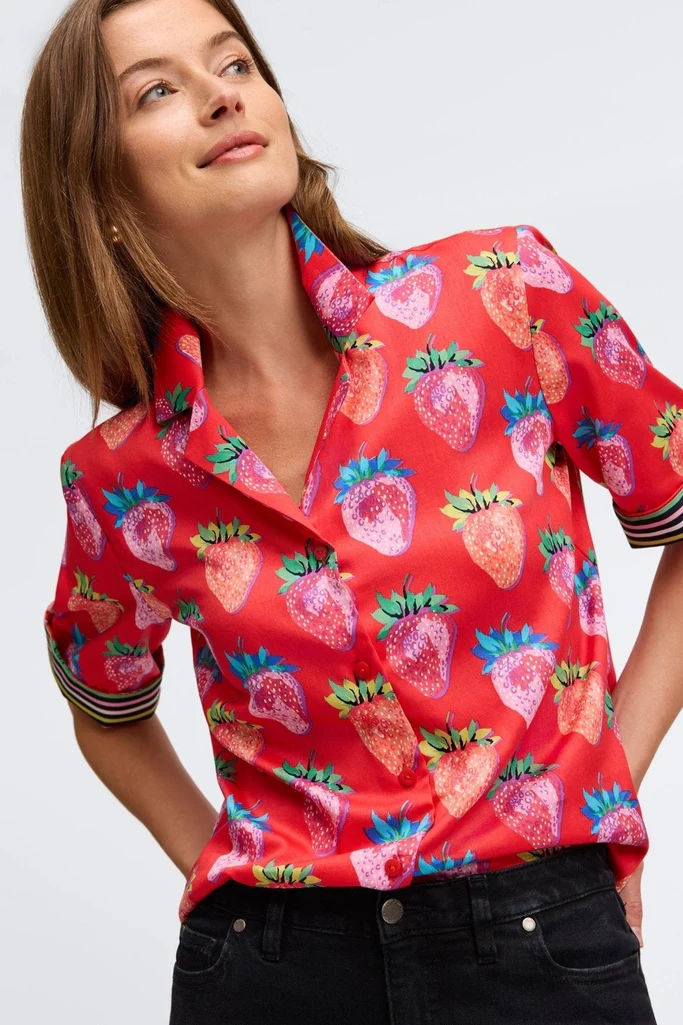 Quinn Strawberry Delight Elbow Sleeve Shirt - Image 3