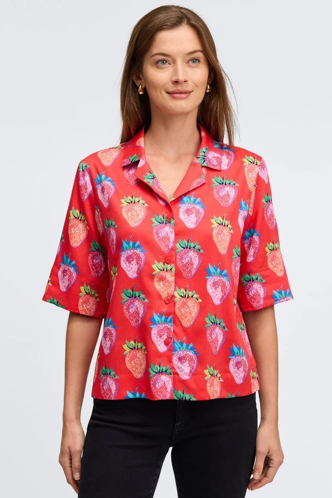 Quinn Strawberry Delight Elbow Sleeve Shirt - Image 5