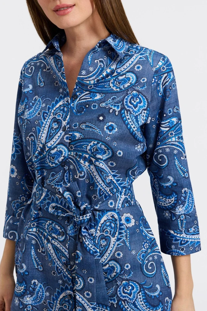 Rocca Denim Paisley 3/4 Sleeve Dress - Image 2