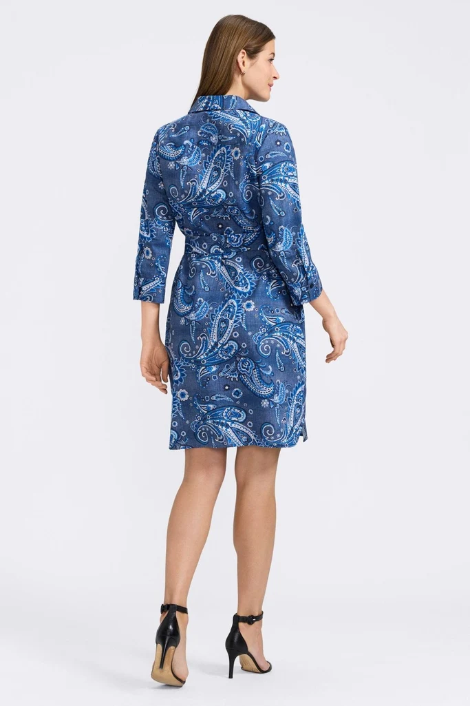 Rocca Denim Paisley 3/4 Sleeve Dress - Image 5