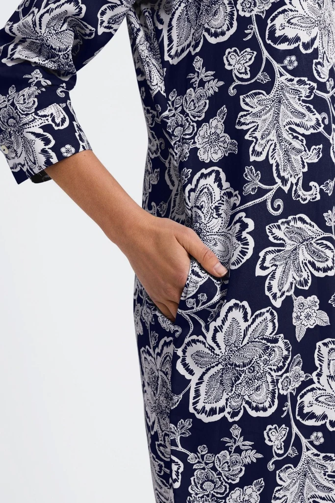 Rocca Woodblock Floral 3/4 Sleeve Dress - Image 7