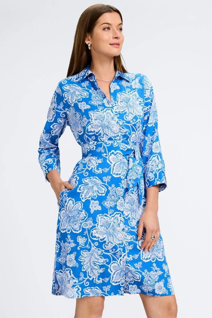 Rocca Woodblock Floral 3/4 Sleeve Dress - Image 8