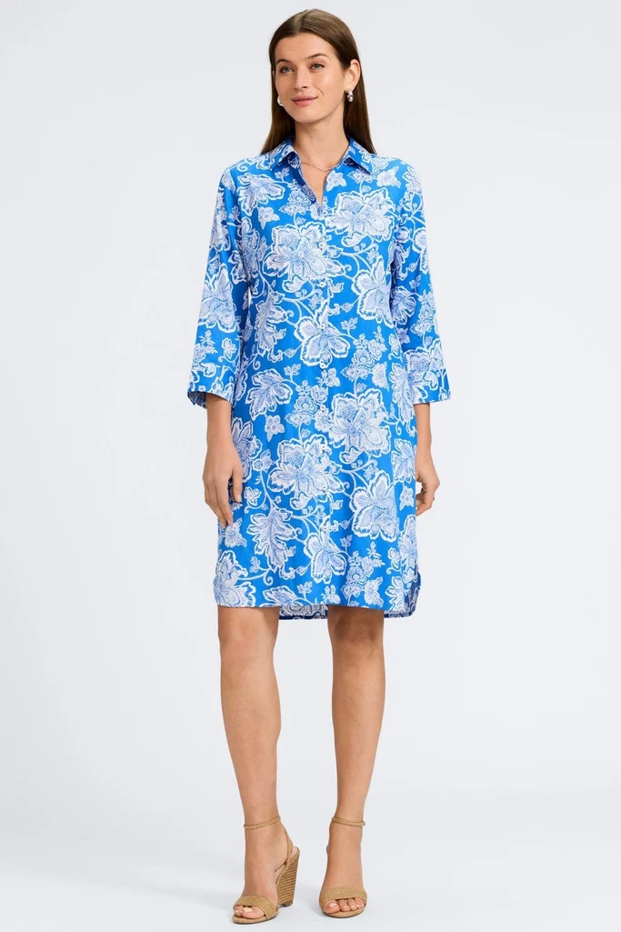 Rocca Woodblock Floral 3/4 Sleeve Dress - Image 9