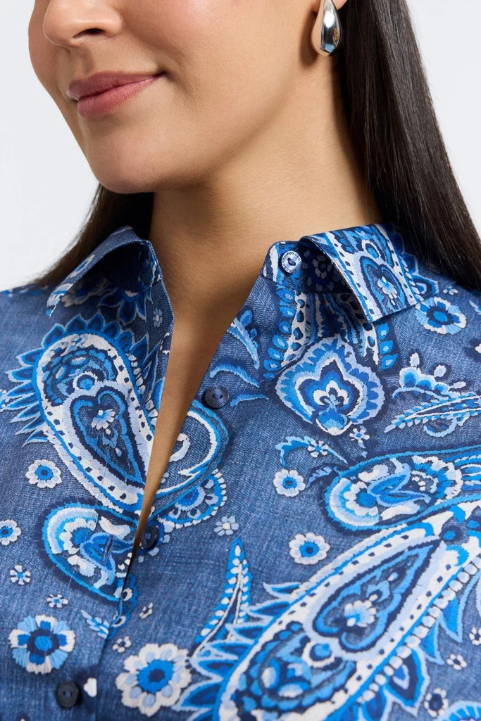 Rocca Plus Denim Paisley 3/4 Sleeve Dress - Image 6