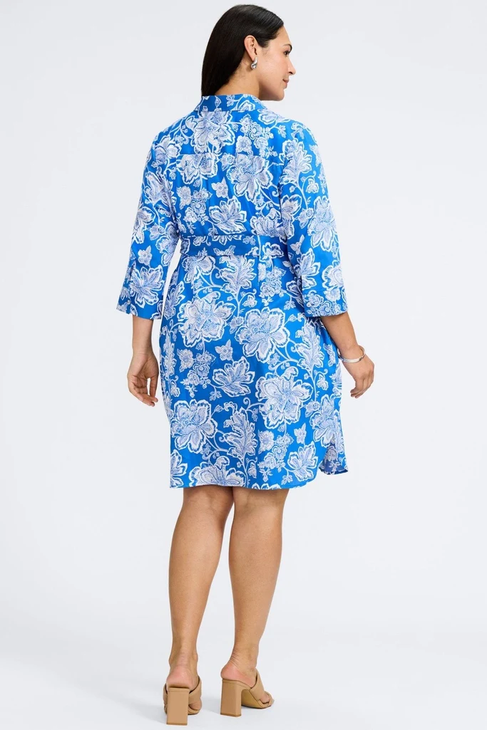 Rocca Plus Woodblock Floral 3/4 Sleeve Dress - Image 6