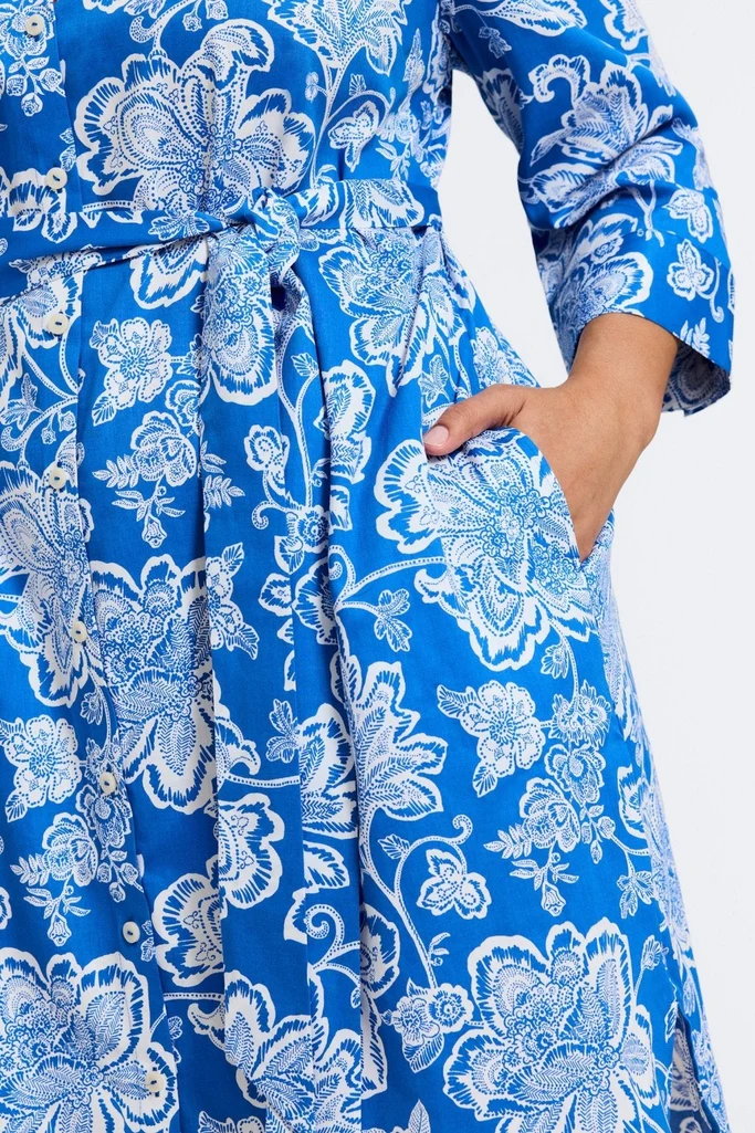 Rocca Plus Woodblock Floral 3/4 Sleeve Dress - Image 7