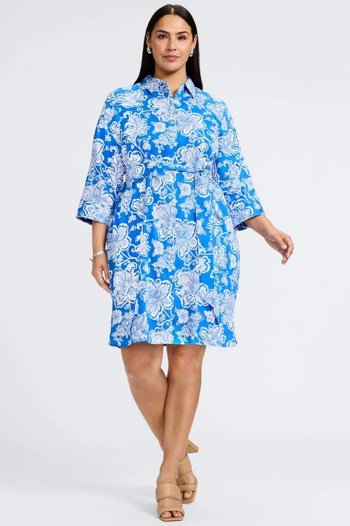 Rocca Plus Woodblock Floral 3/4 Sleeve Dress - Image 9
