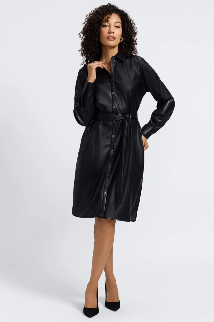 Rocca Vegan Leather Long Sleeve Dress - Image 10