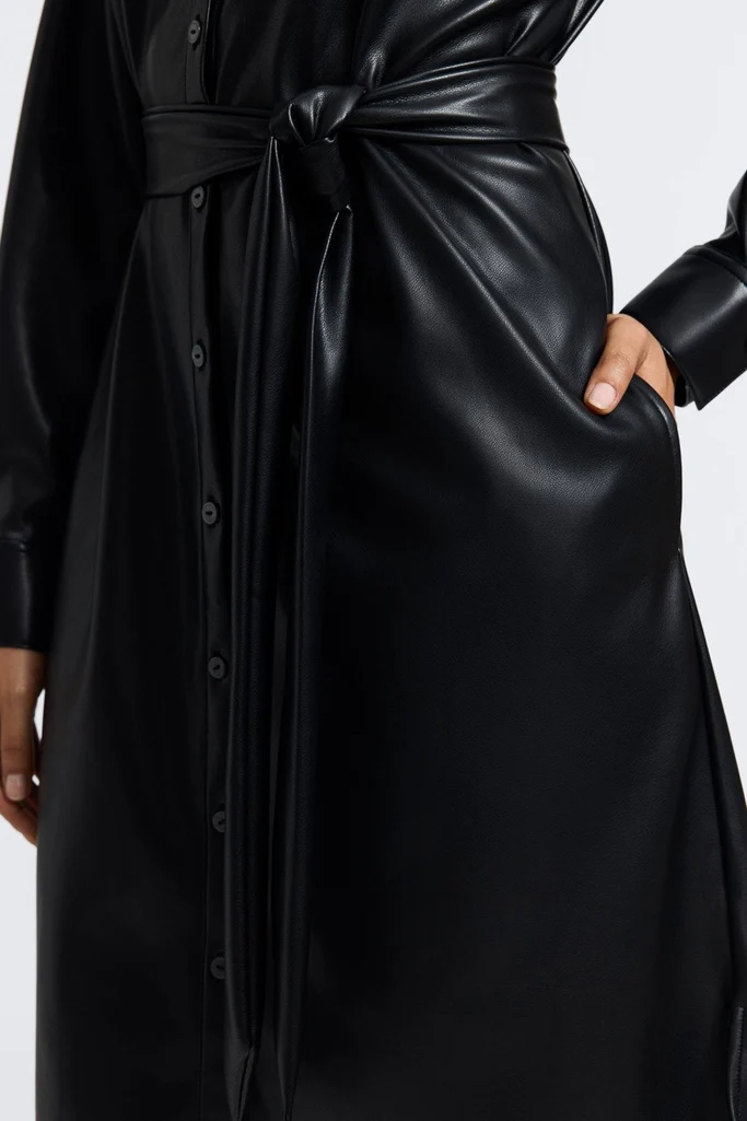 Rocca Vegan Leather Long Sleeve Dress - Image 11