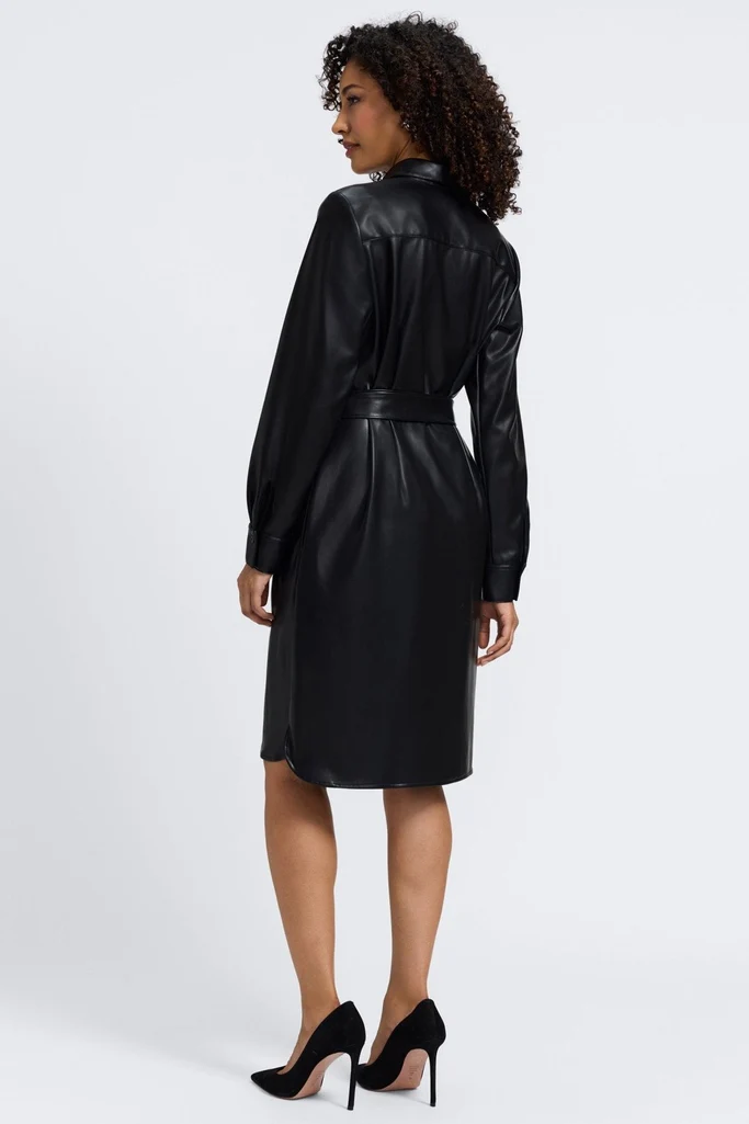 Rocca Vegan Leather Long Sleeve Dress - Image 12