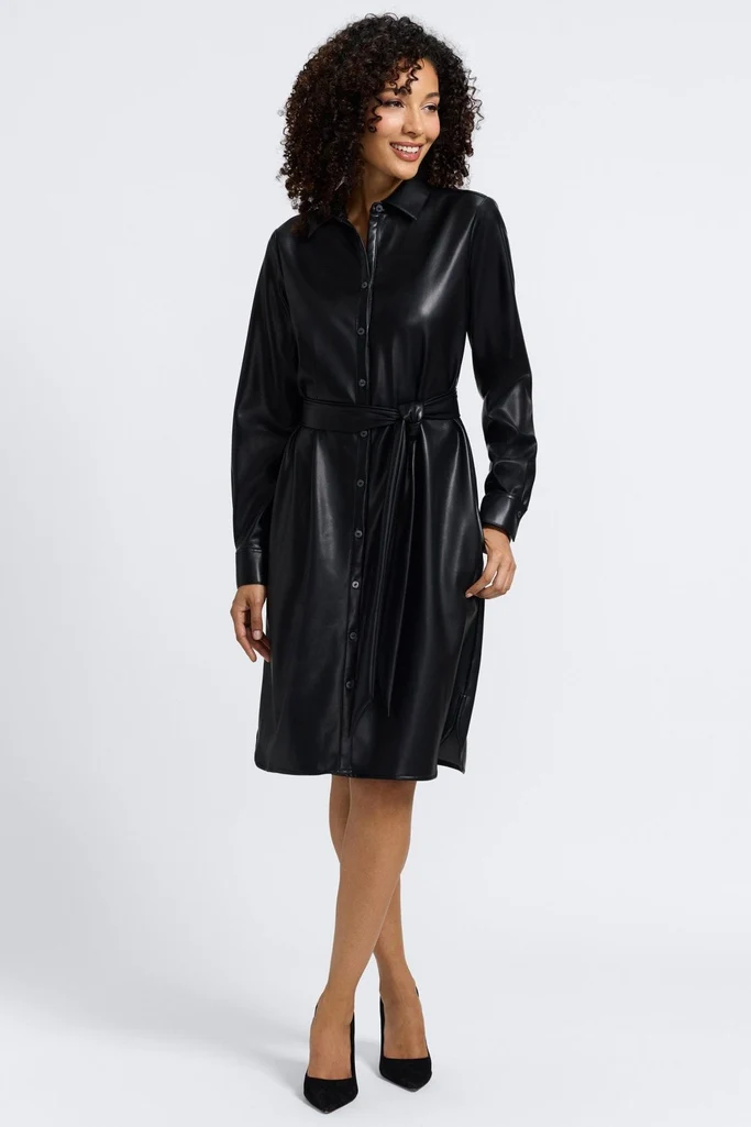 Rocca Vegan Leather Long Sleeve Dress - Image 8