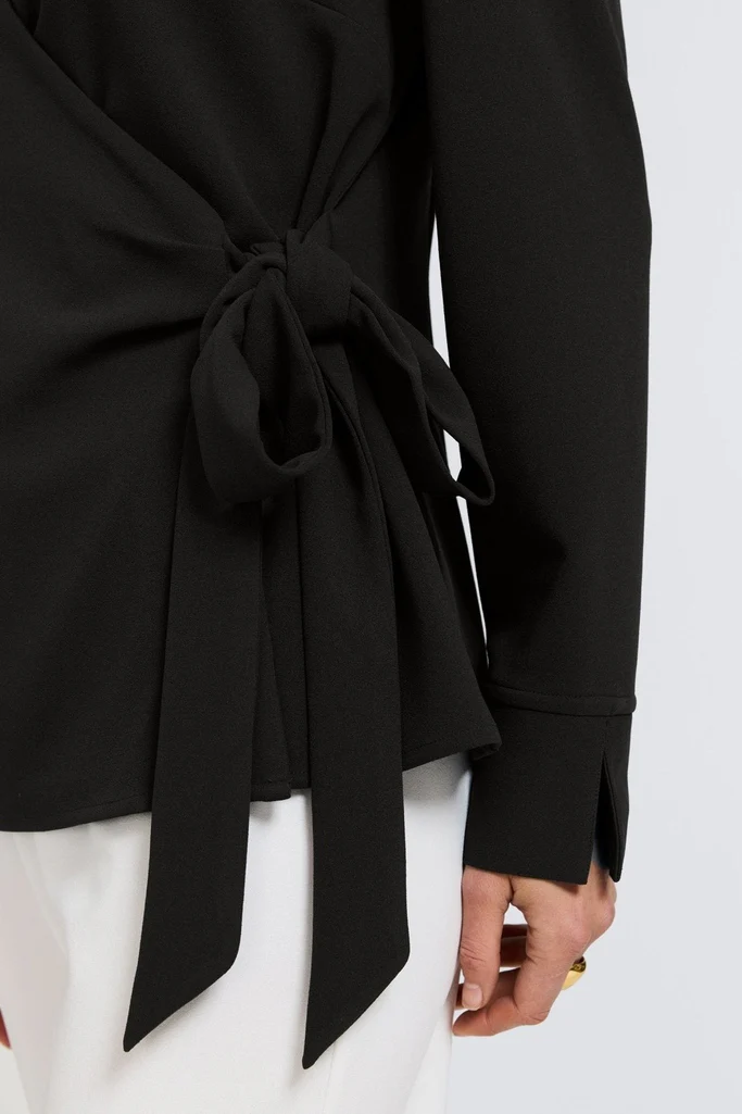 Rosie Knit Crepe Wrap Long Sleeve Shirt - Image 7