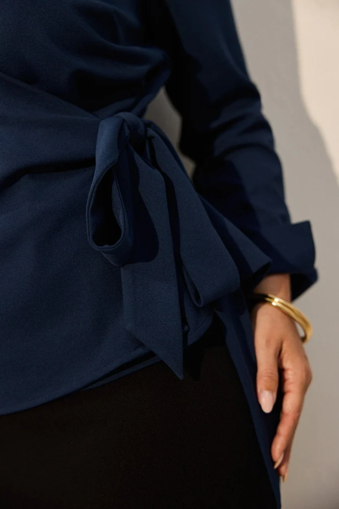 Rosie Plus Knit Crepe Wrap Long Sleeve Shirt - Image 6