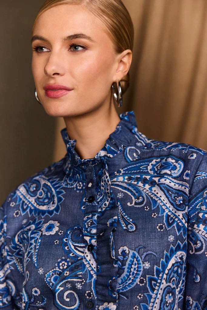 Sadie Denim Paisley Long Sleeve Shirt - Image 3
