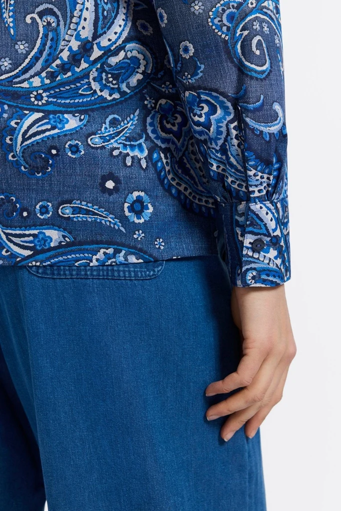 Sadie Denim Paisley Long Sleeve Shirt - Image 5