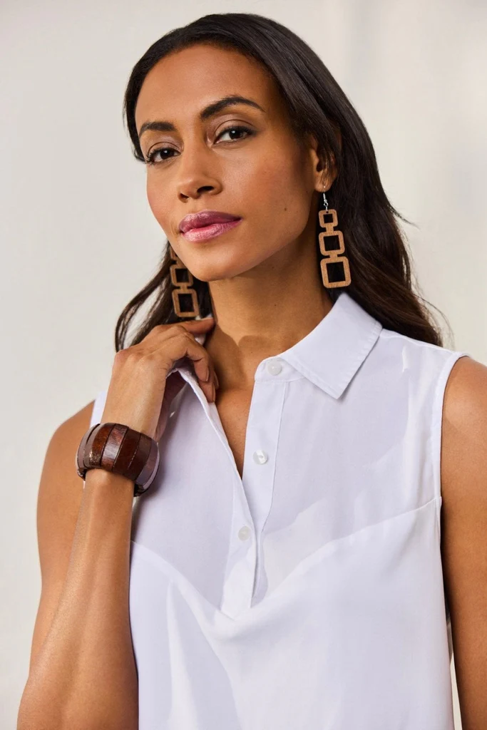 Sasha Knit-Woven Sleeveless Layering Tunic - Image 4