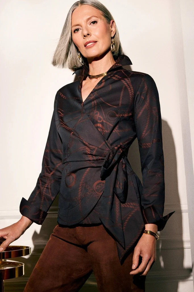 Salina Chain Stripe Jacquard Long Sleeve Shirt - Image 2