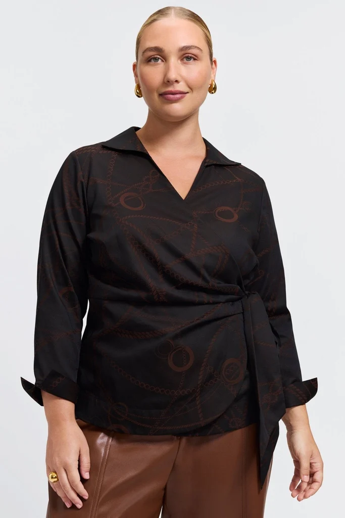Salina Plus Chain Stripe Jacquard Long Sleeve Shirt