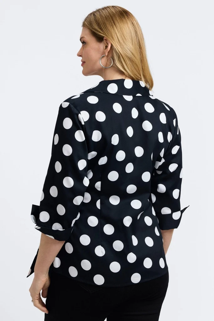 Salina Plus Polka Dot 3/4 Sleeve Shirt - Image 4