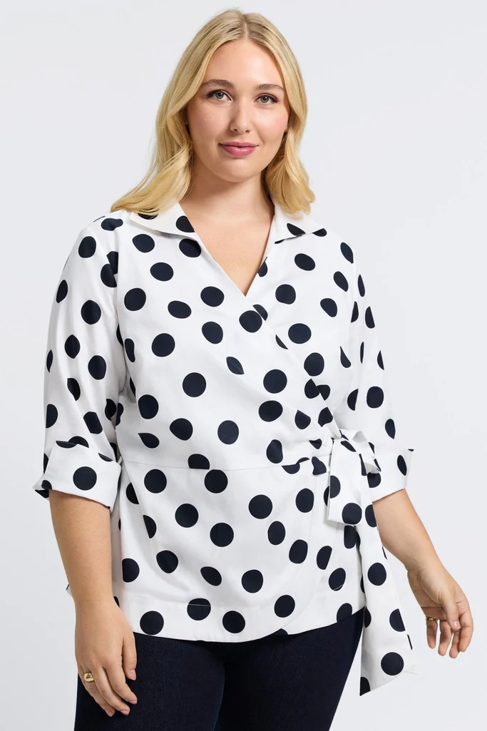 Salina Plus Polka Dot 3/4 Sleeve Shirt - Image 5