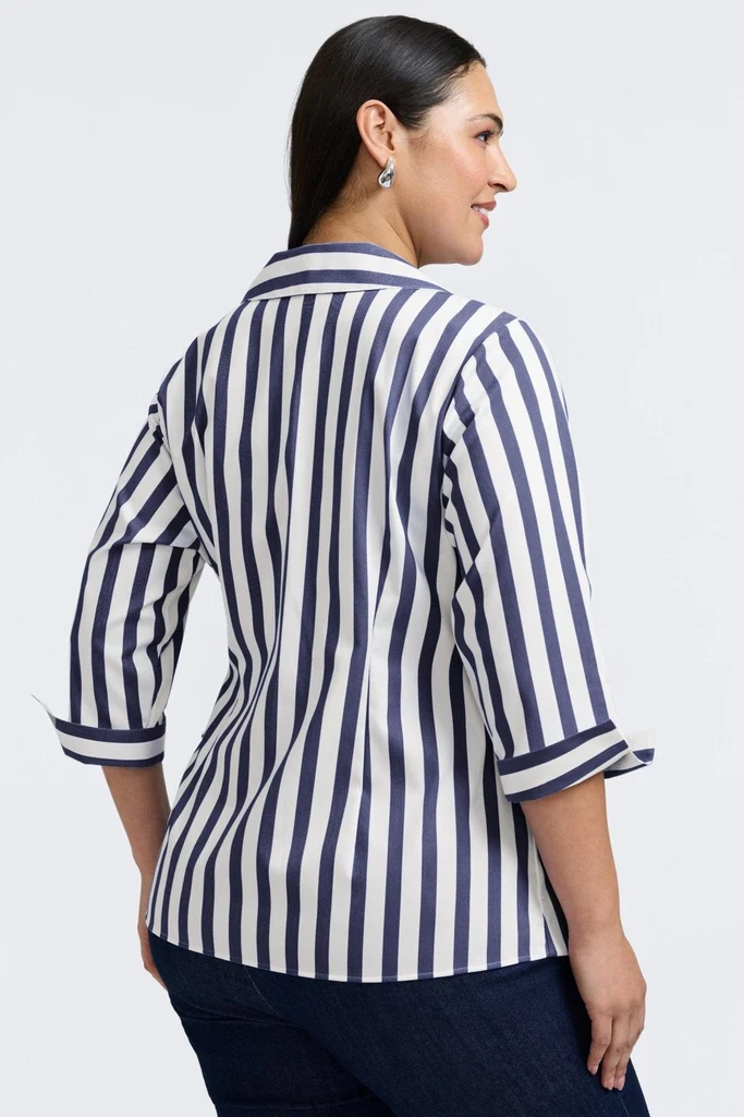 Salina Plus Springtime Stripe 3/4 Sleeve Shirt - Image 11
